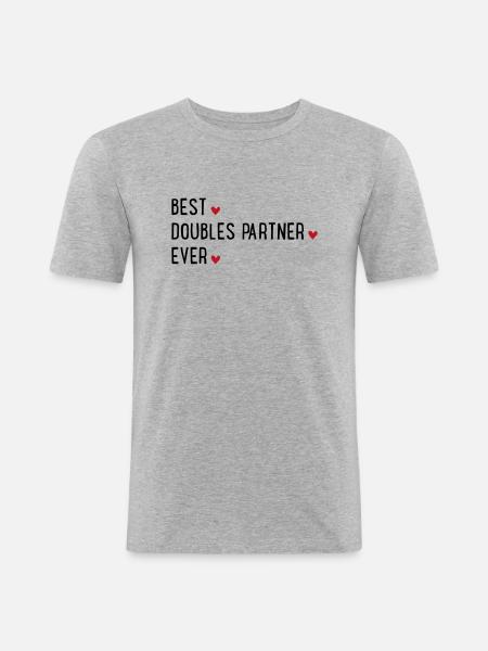 Doppel Partner - Männer Slim Fit T-Shirt - Grau meliert