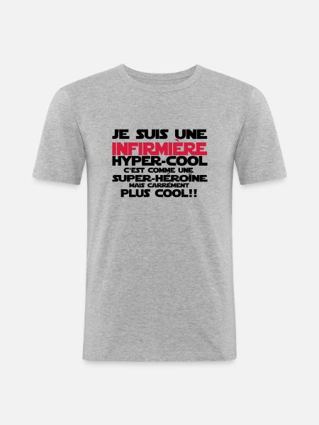 une infirmière hyper-cool - T-shirt près du corps Homme - gris chiné