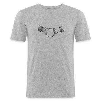Hände - Männer Slim Fit T-Shirt - Grau meliert - Vorne - Nik (191cm)