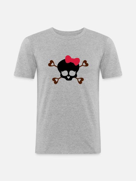 tete de mort noeud - T-shirt près du corps Homme - gris chiné