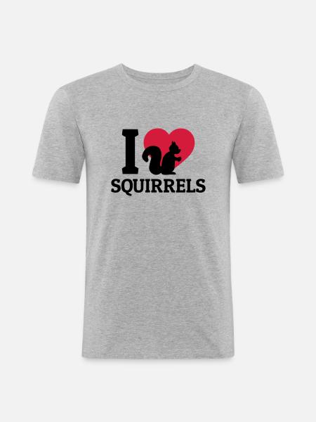 I love Squirrels - Men's Slim Fit T-Shirt - heather grey