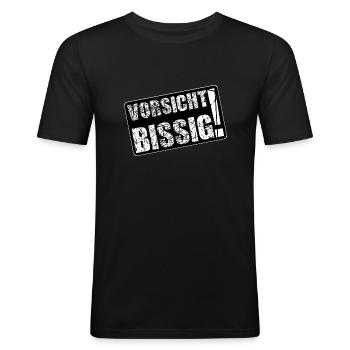 Vorsicht bissig! - Männer Slim Fit T-Shirt - Schwarz - Vorne - Nik (191cm)
