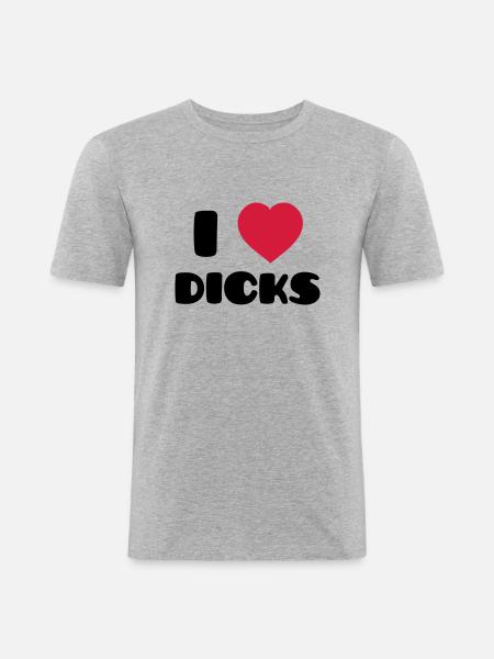 I Love Dicks - T-shirt près du corps Homme - gris chiné