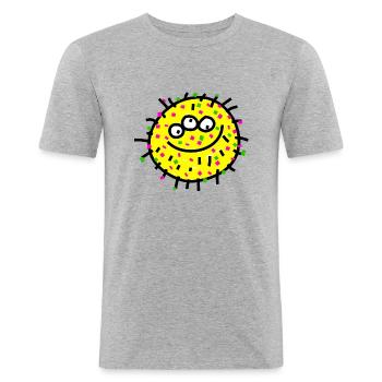 Gelbe Bakterien Doodle - Männer Slim Fit T-Shirt - Grau meliert - Vorne - Nik (191cm)