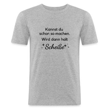 Kannst du schon - Männer Slim Fit T-Shirt - Grau meliert - Vorne - Nik (191cm)