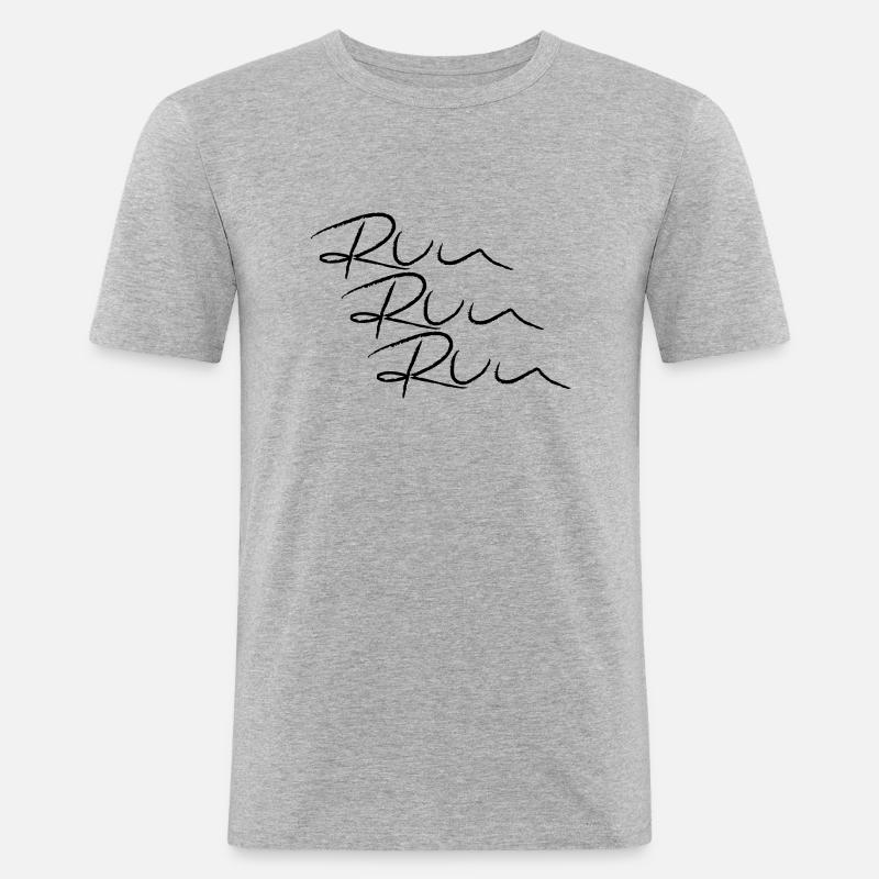 Run! Run! Run! - Männer Slim Fit T-Shirt - Grau meliert