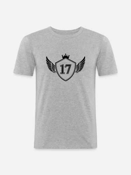 wappen 17 - Männer Slim Fit T-Shirt - Grau meliert