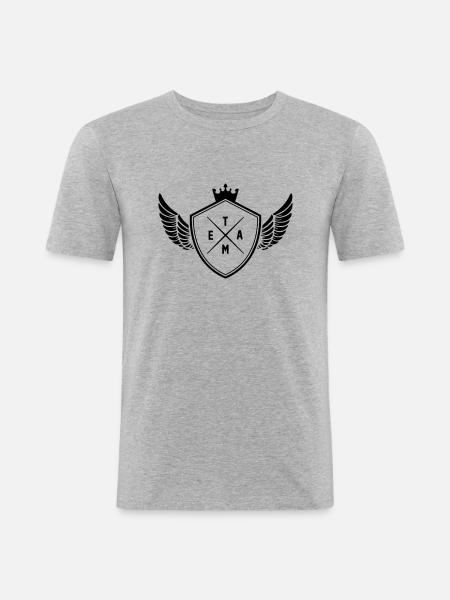 wappen team - Männer Slim Fit T-Shirt - Grau meliert