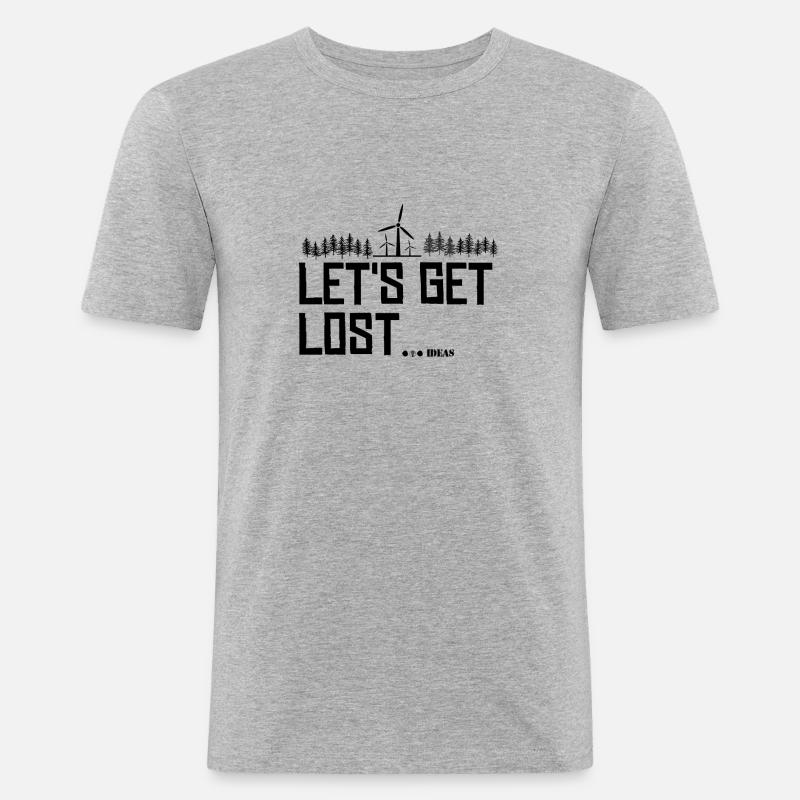 Let's get lost - Männer Slim Fit T-Shirt - Grau meliert