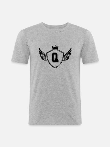 wappen Q - Männer Slim Fit T-Shirt - Grau meliert