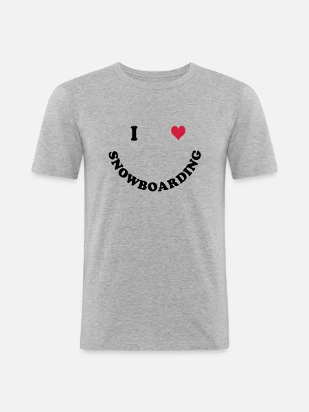 I love Snowboarding - Men's Slim Fit T-Shirt - heather grey