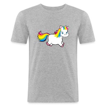 Unicorn pummel in rainbow colors Unicorn pink - Men's Slim Fit T-Shirt - heather grey - Front - Nik (191cm)