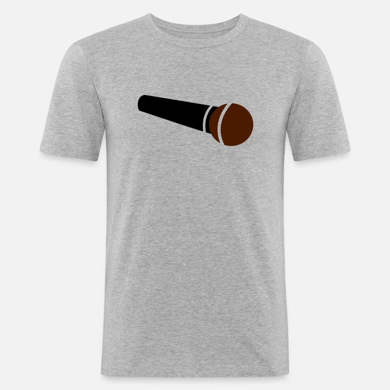 Mikrofon - Männer Slim Fit T-Shirt - Grau meliert