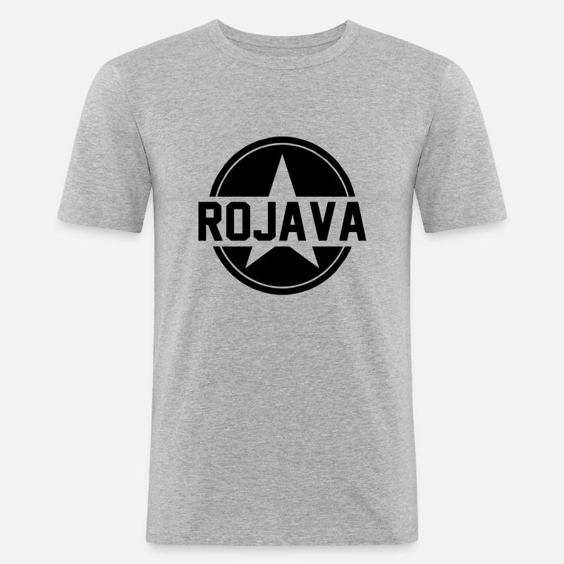rojava kurdistan - Männer Slim Fit T-Shirt - Grau meliert