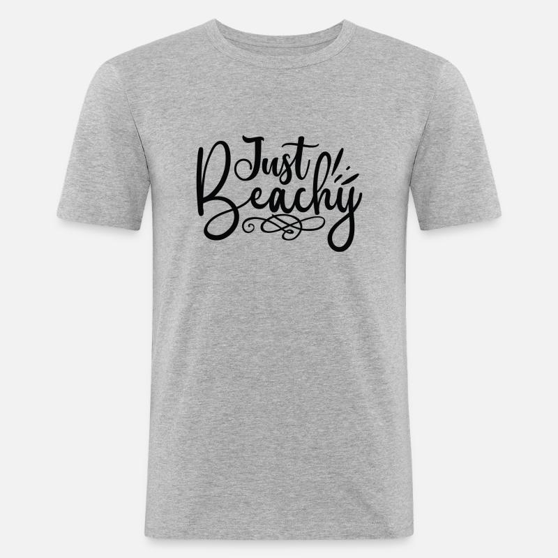 Just Beachy - Männer Slim Fit T-Shirt - Grau meliert