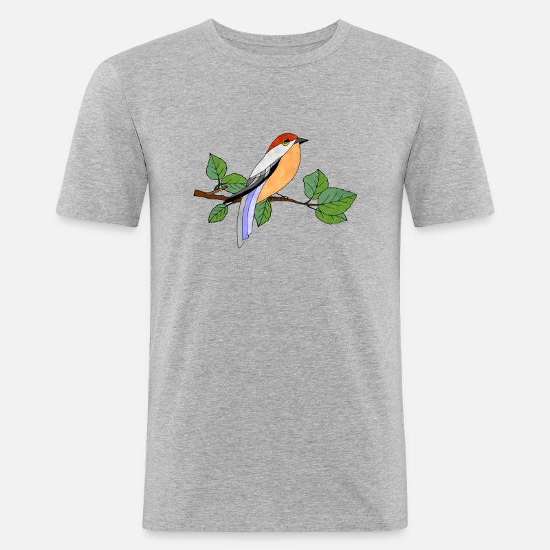 Bunter Vogel - Männer Slim Fit T-Shirt - Grau meliert