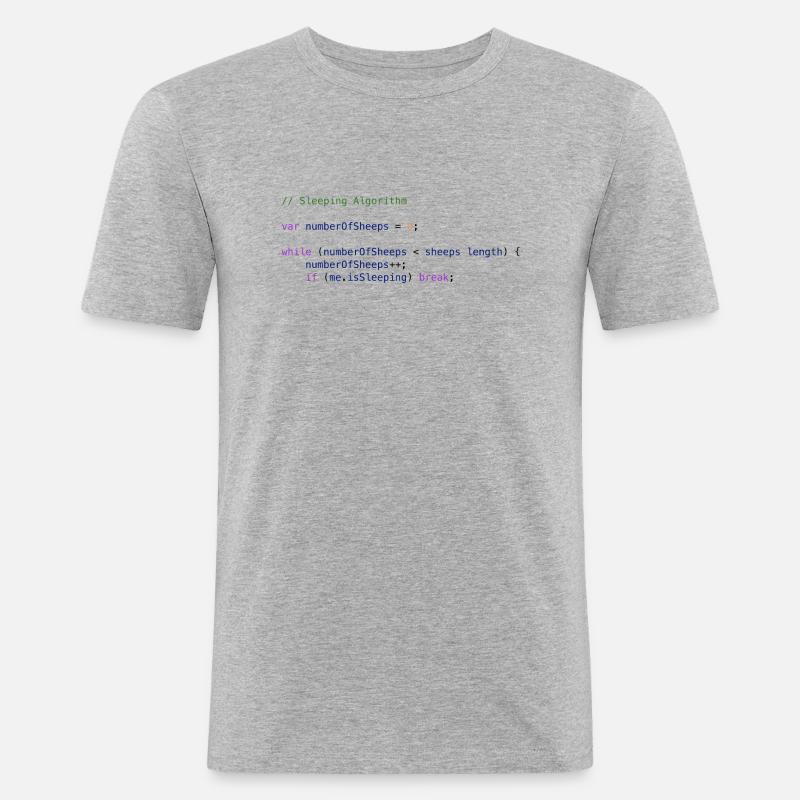 Programmation code logique compte de moutons - T-shirt près du corps Homme - gris chiné