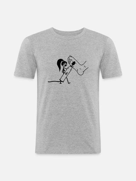 Podologe Fußpflege - Männer Slim Fit T-Shirt - Grau meliert