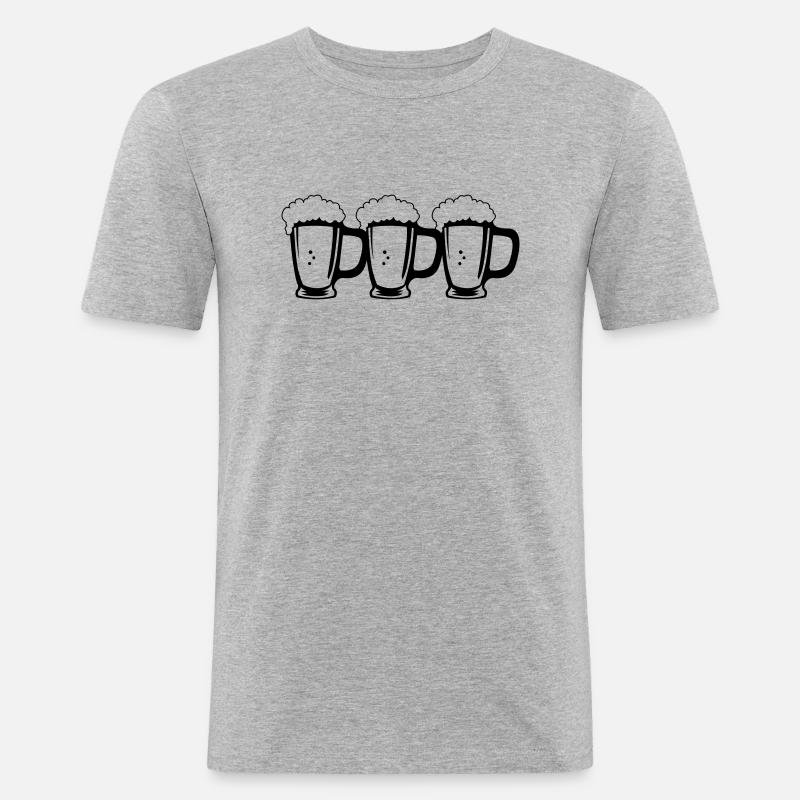 Biergläser - Männer Slim Fit T-Shirt - Grau meliert