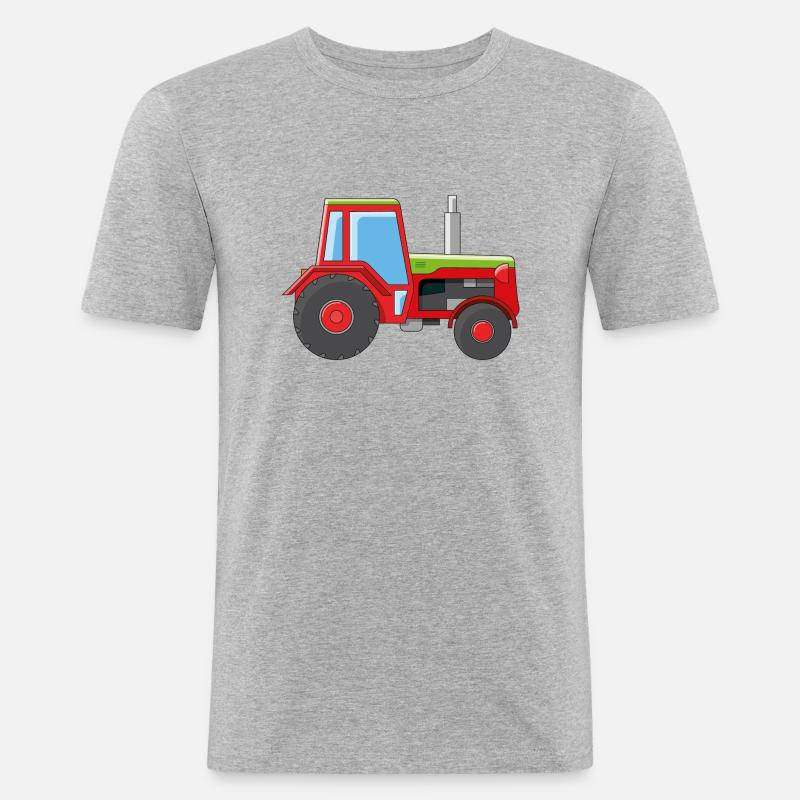 Roter Traktor - Männer Slim Fit T-Shirt - Grau meliert