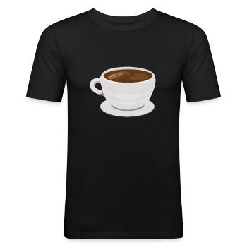 Kaffeebecher - Männer Slim Fit T-Shirt - Schwarz - Vorne - Nik (191cm)