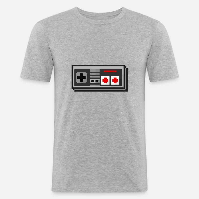 3D Nes Controller - Männer Slim Fit T-Shirt - Grau meliert