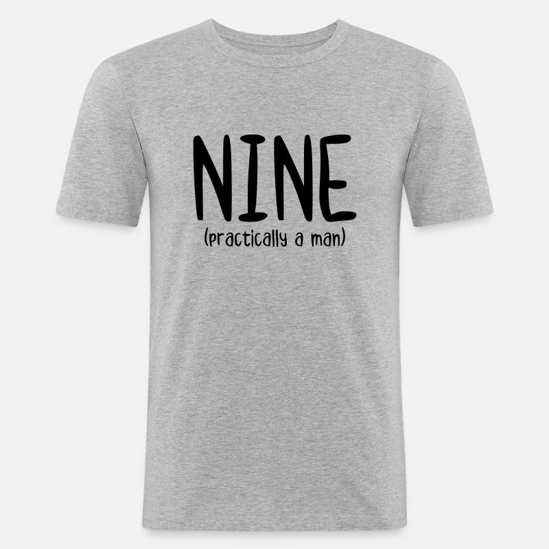 Neun praktisch ein Mann - Männer Slim Fit T-Shirt - Grau meliert