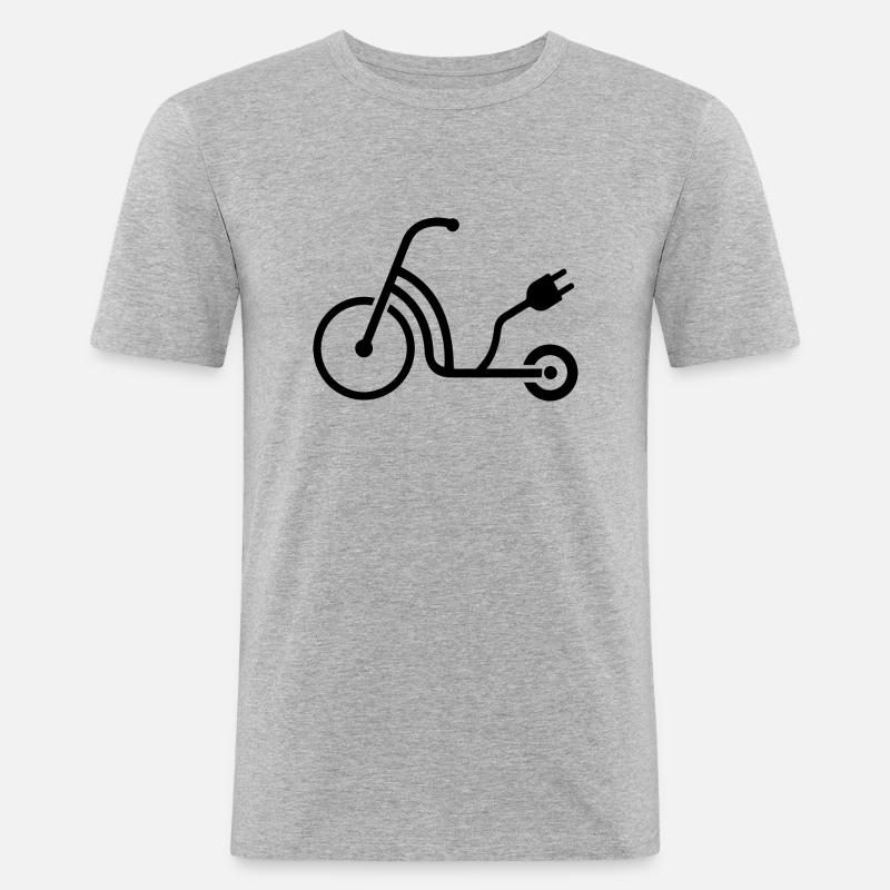 E-Scooter E-Roller Scooter - Männer Slim Fit T-Shirt - Grau meliert