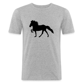 Tölt islandais - T-shirt près du corps Homme - gris chiné - Devant - Nik (191cm)