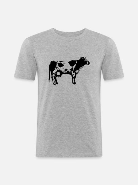 logo de vache - T-shirt près du corps Homme - gris chiné