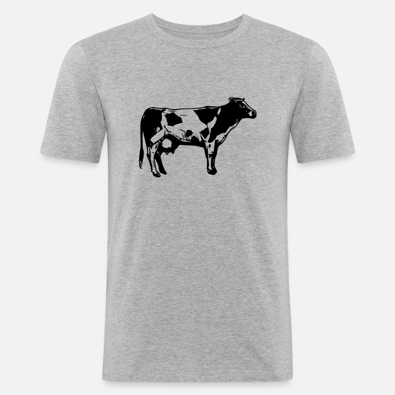 Kuh-Logo - Männer Slim Fit T-Shirt - Grau meliert