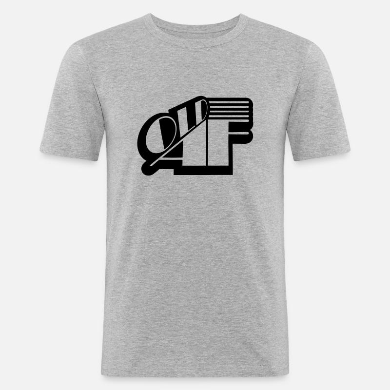 old AF Text Logo - Männer Slim Fit T-Shirt - Grau meliert
