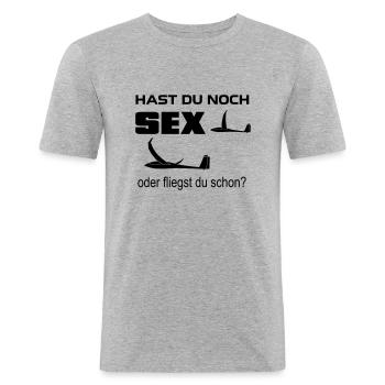 Segelflugzeug Segelfliegen Segelflieger - Männer Slim Fit T-Shirt - Grau meliert - Vorne - Nik (191cm)