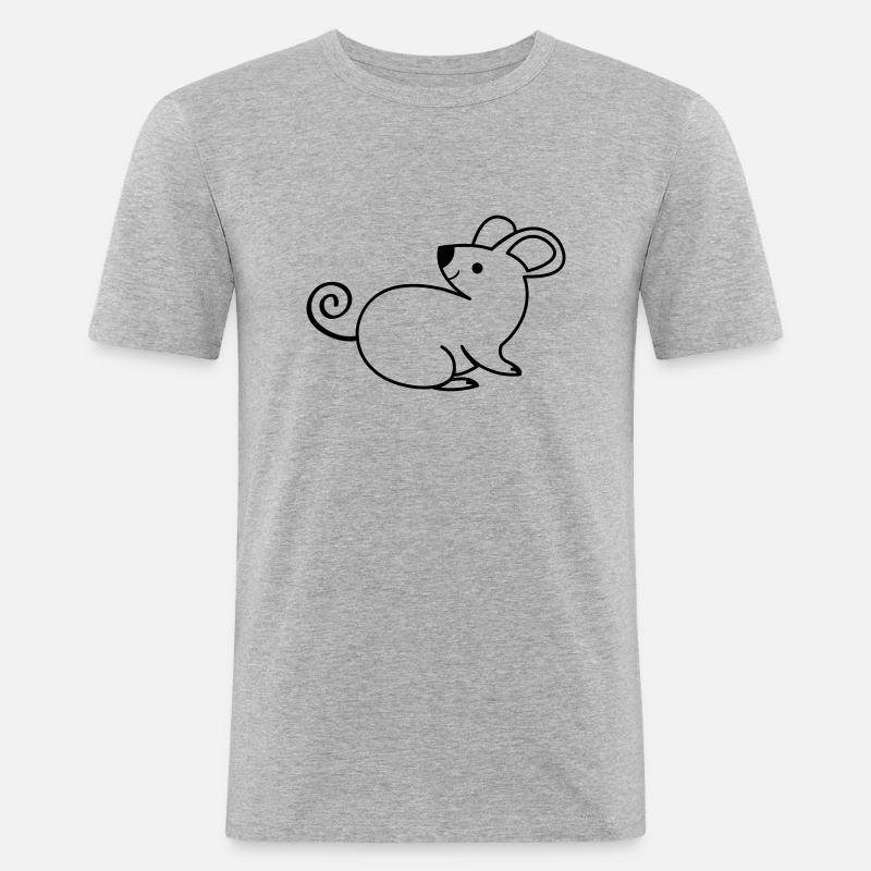 Maus - Männer Slim Fit T-Shirt - Grau meliert