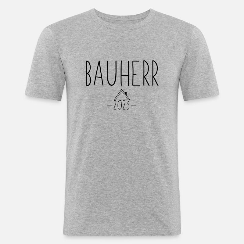 Bauherr23 - Männer Slim Fit T-Shirt - Grau meliert
