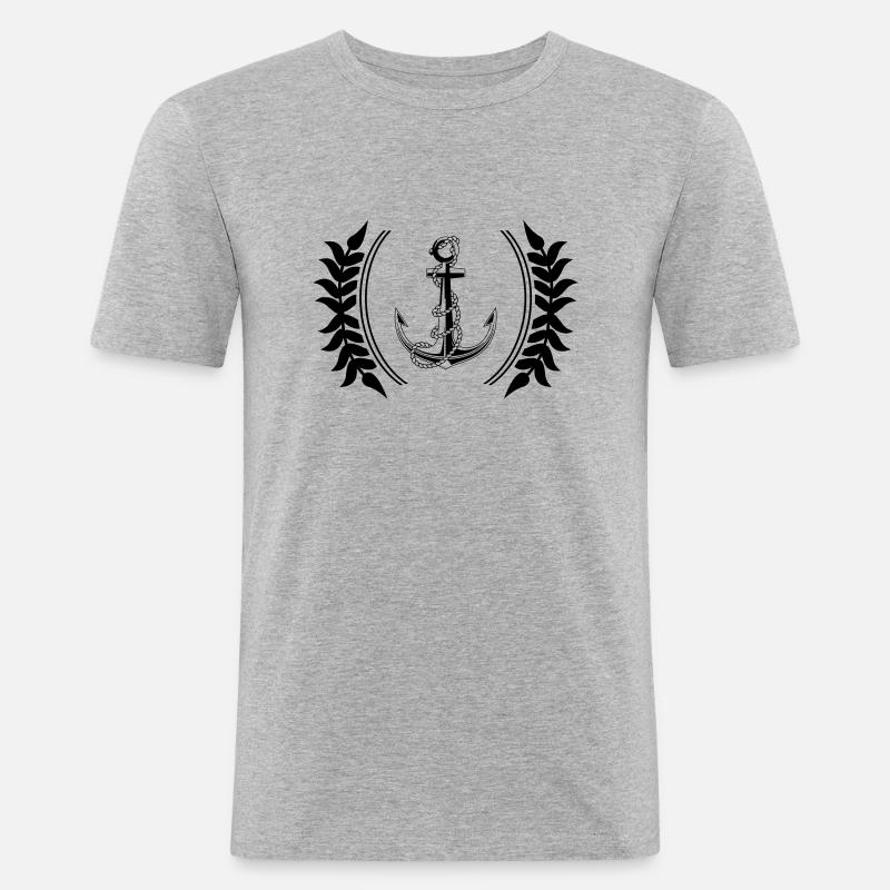 anker wappen - Männer Slim Fit T-Shirt - Grau meliert