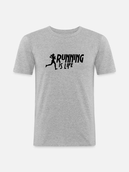 running is life female i 1c - Men's Slim Fit T-Shirt - heather grey