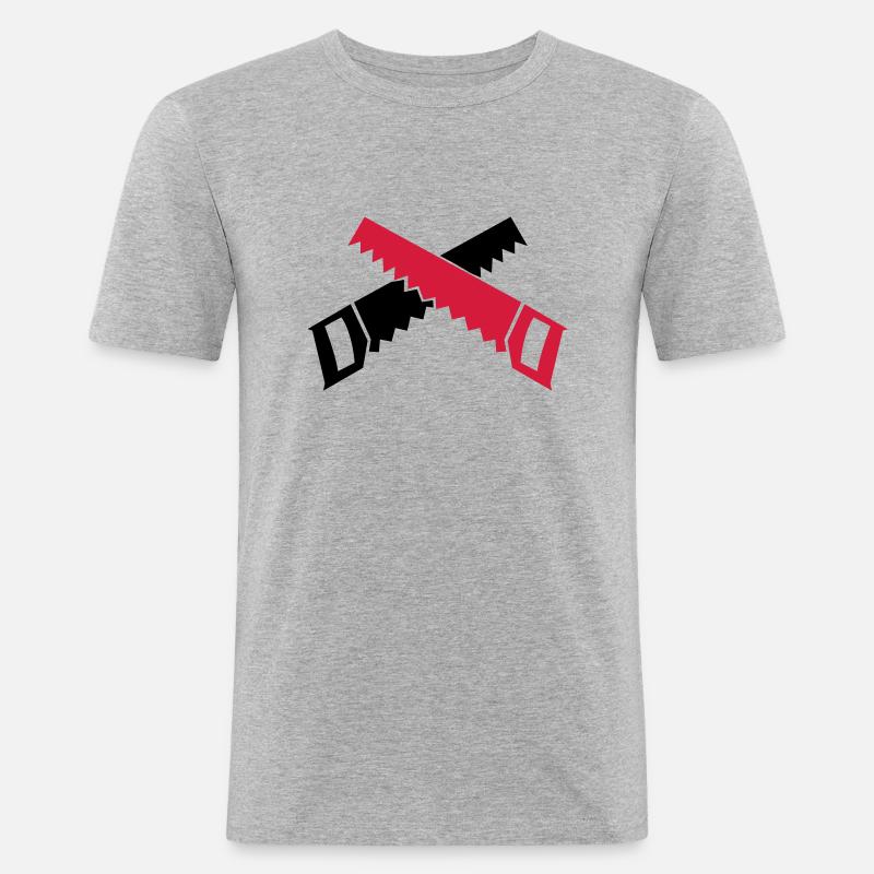 saege2 - Männer Slim Fit T-Shirt - Grau meliert