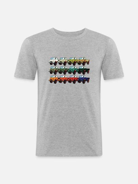 Farbpalette Unimog - Oldtimer - Regenbogen anders - Männer Slim Fit T-Shirt - Grau meliert