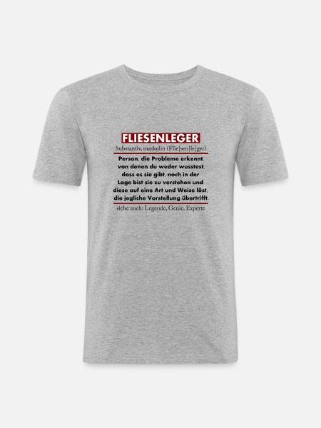 Fliesenleger - Männer Slim Fit T-Shirt - Grau meliert