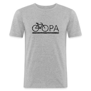 bester Opa Fahrrad Mountainbike Radeln Kritzeln - Männer Slim Fit T-Shirt - Grau meliert - Vorne - Nik (191cm)