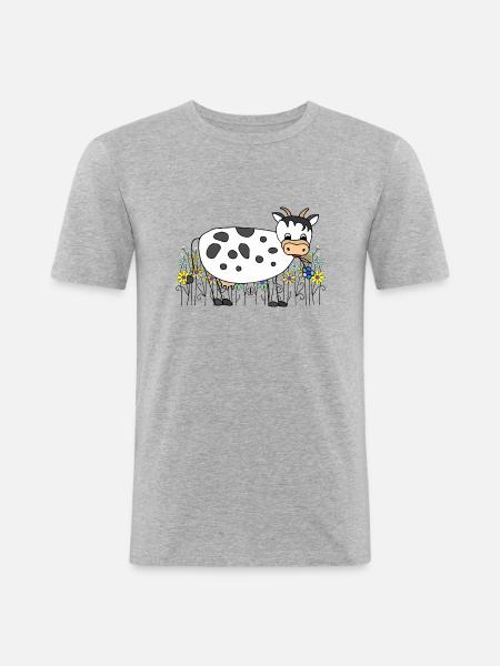 Vache - T-shirt près du corps Homme - gris chiné