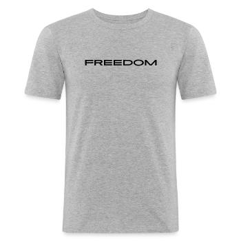 Conception de la liberté - T-shirt près du corps Homme - gris chiné - Devant - Nik (191cm)