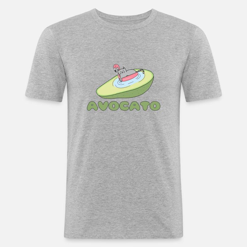 Chat chat Avocato - T-shirt près du corps Homme - gris chiné