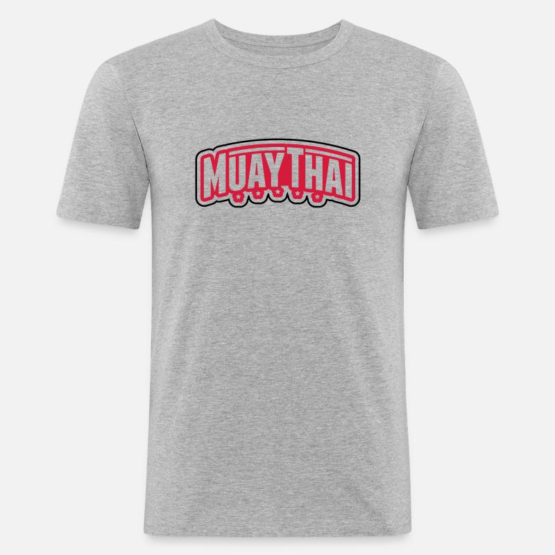 muay_thai_gn2 - Männer Slim Fit T-Shirt - Grau meliert