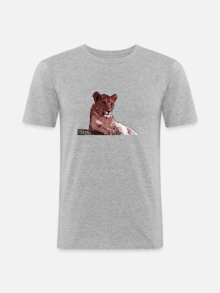Young lion - Men's Slim Fit T-Shirt - heather grey