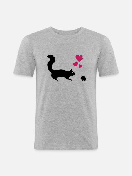 Eichhörnchen Love - Männer Slim Fit T-Shirt - Grau meliert