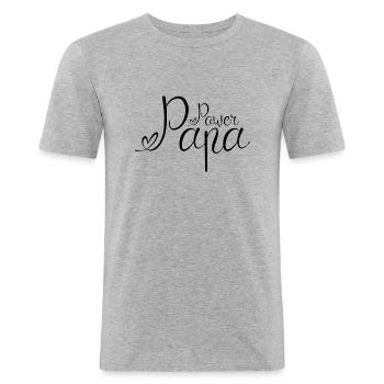 Power Papa Black - Men's Slim Fit T-Shirt - heather grey - Front - Nik (191cm)
