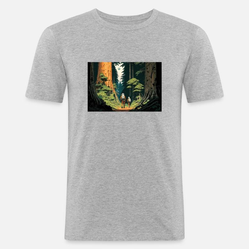 Interstelar im Wald - Männer Slim Fit T-Shirt - Grau meliert