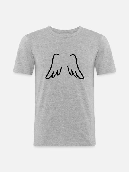 Flügel - Wings - Männer Slim Fit T-Shirt - Grau meliert